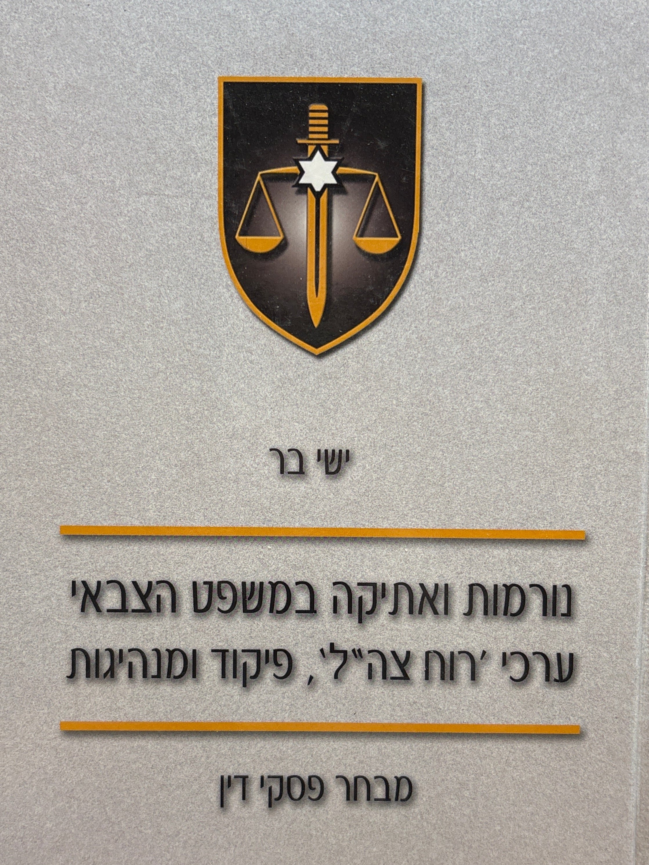נורמות ואתיקה במשפט הצבאי: ערכי 'רוח צה"ל', פיקוד ומנהיגות / מבחר פסקי דין