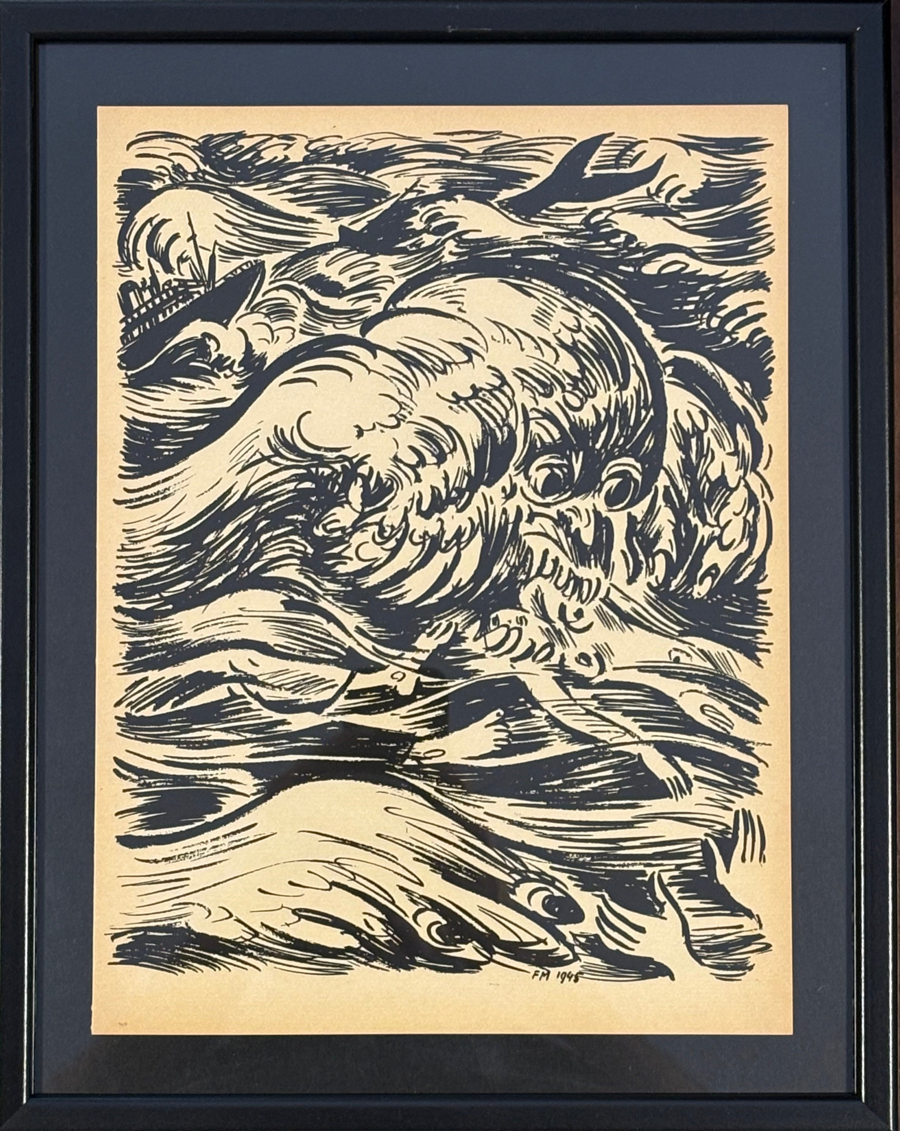 חיתוך עץ של פרנץ מזרל: מתוך La Colere, 1946 / #4
