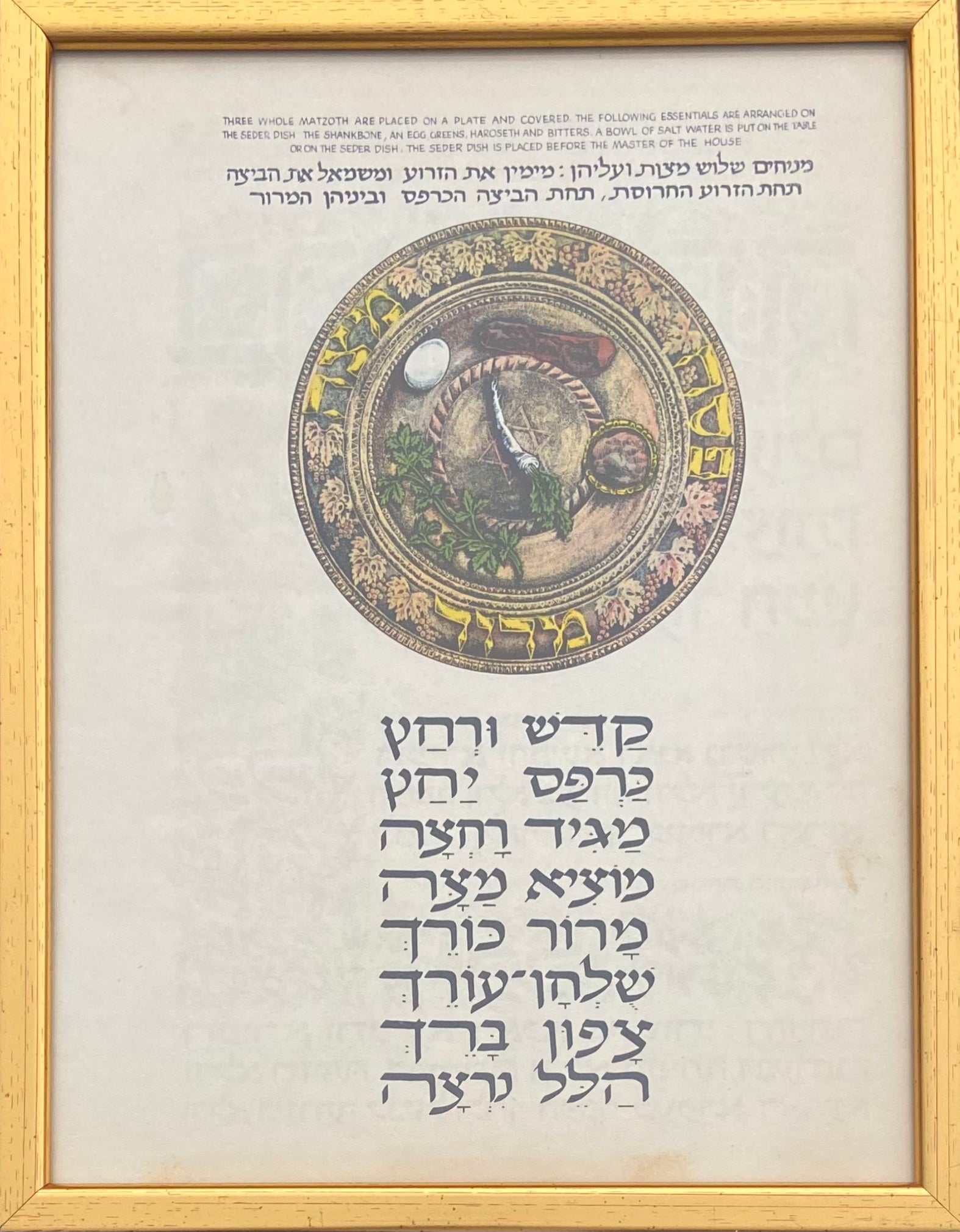 צלחת פסח: דף ממוסגר מתוך הגדת גצלר