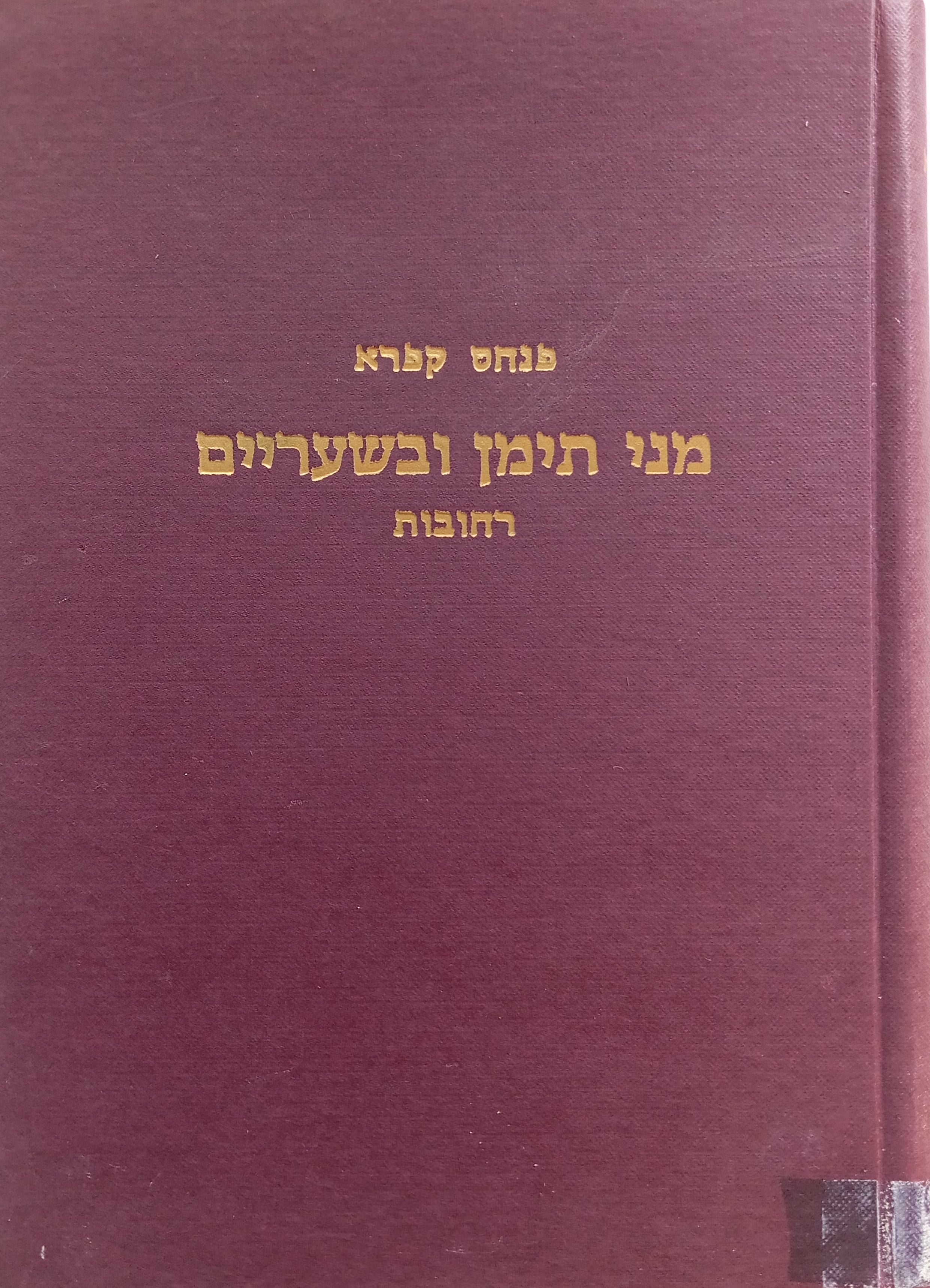 מני תימן ובשעריים / רחובות: שבעים שנה / (תרס"ז-תשל"ז, 1907-1977)