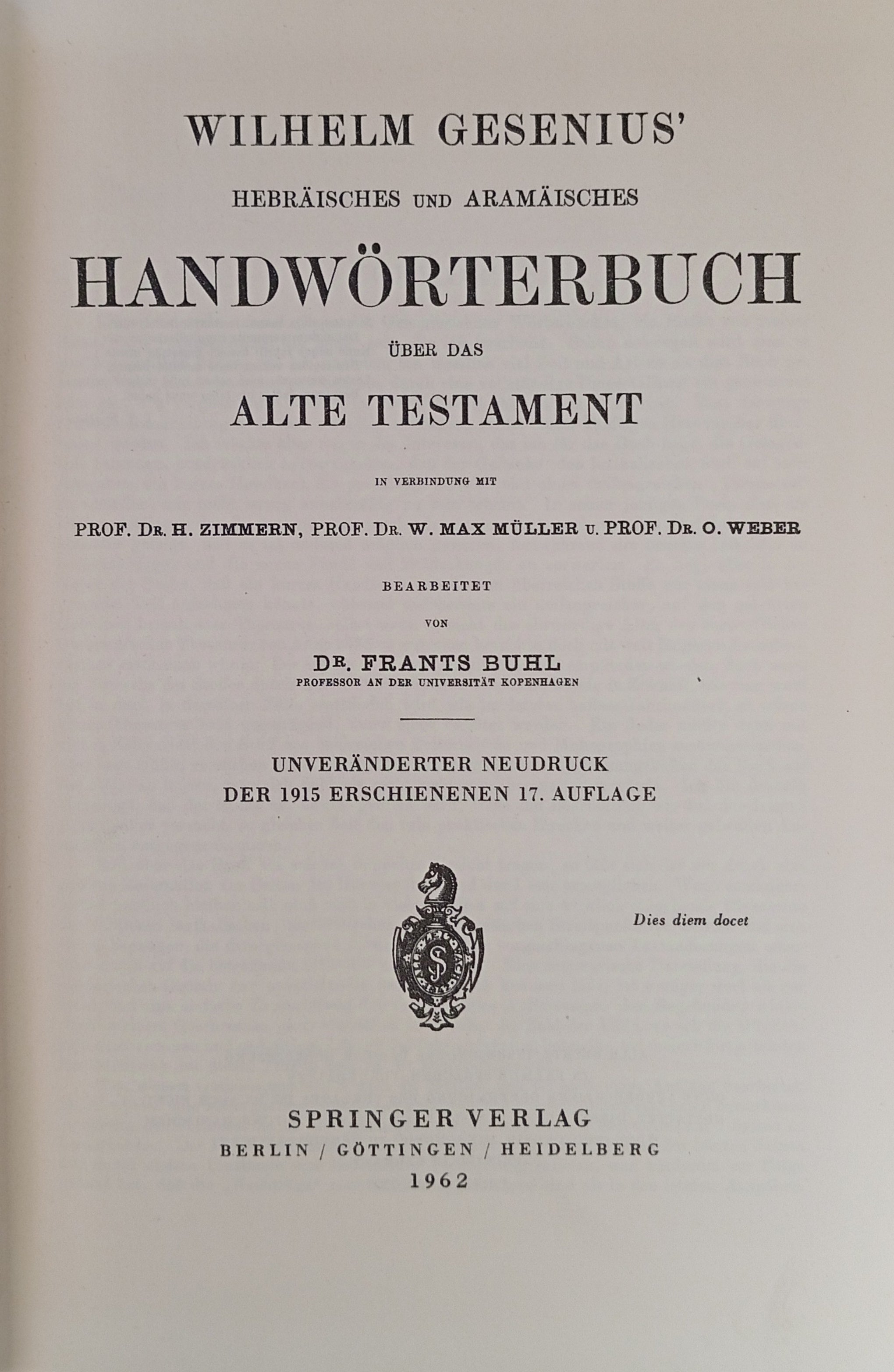 Hebräisches und aramäisches Handwörterbuch über das Alte Testament