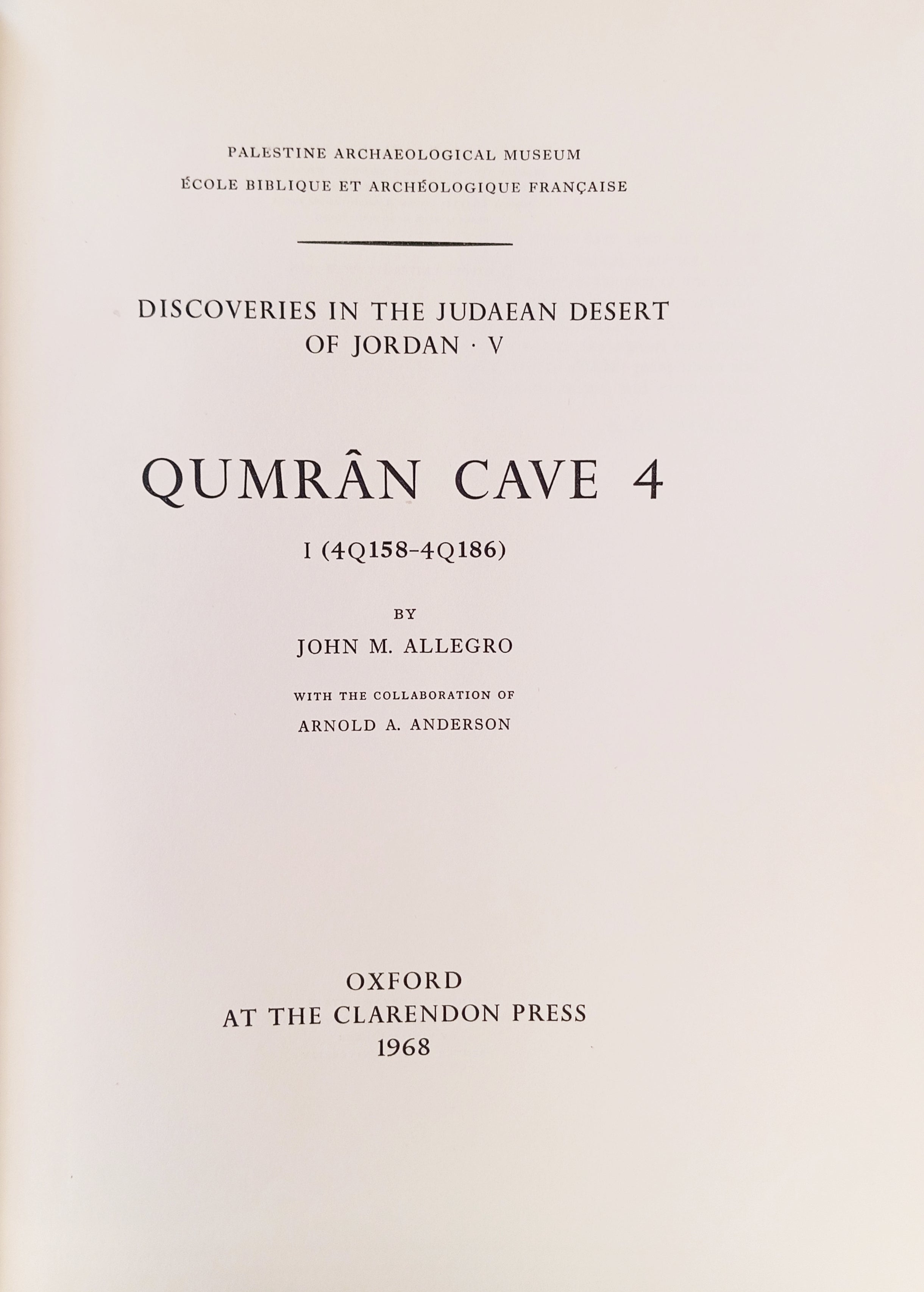 Discoveries in the Judaean Desert V / Qumran Cave 4 : I (4Q158-4Q186)