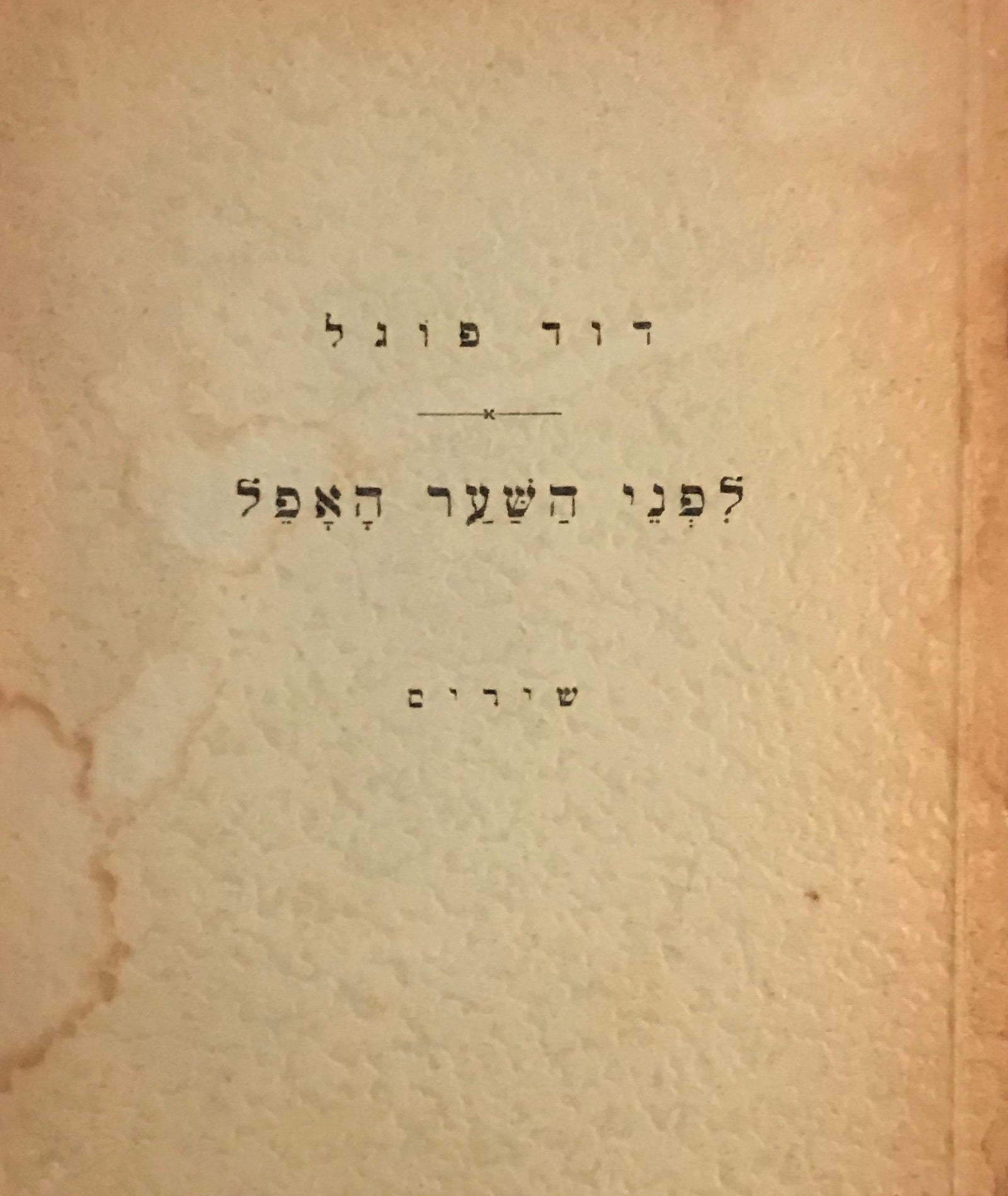 לפני השער האפל / שירים / (מהדורה מצולמת)