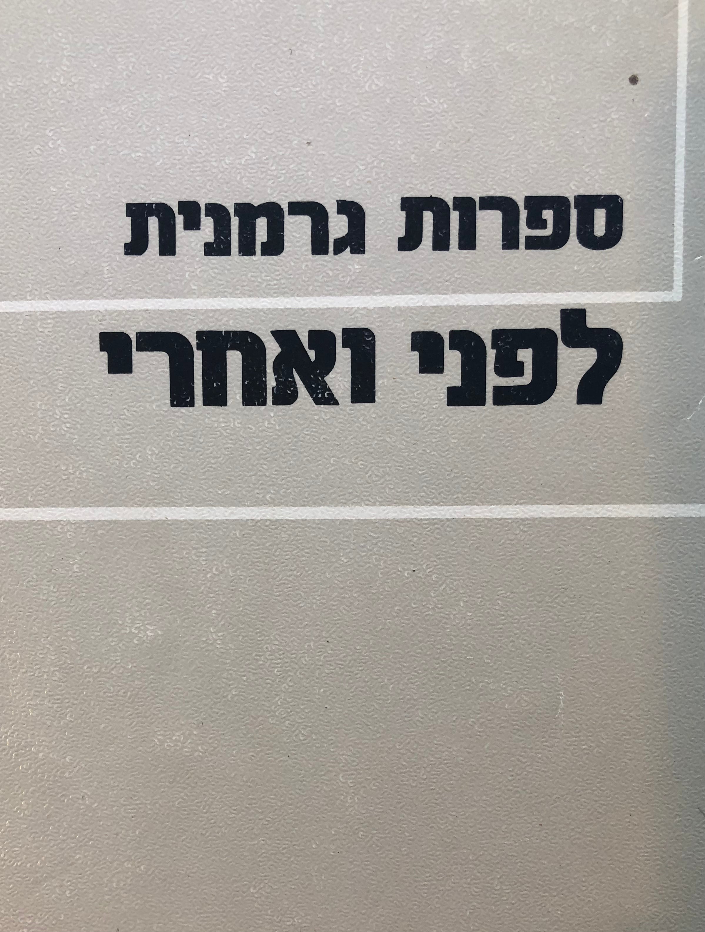 ספרות גרמנית לפני ואחרי: מאמרים