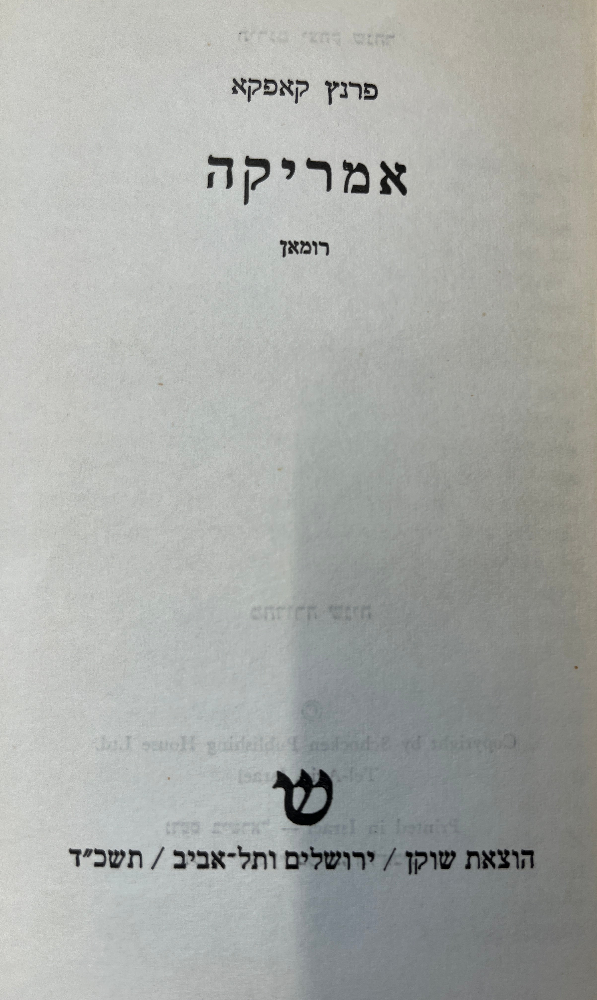 אמריקה / תרגום יצחק שנהר (שנברג)