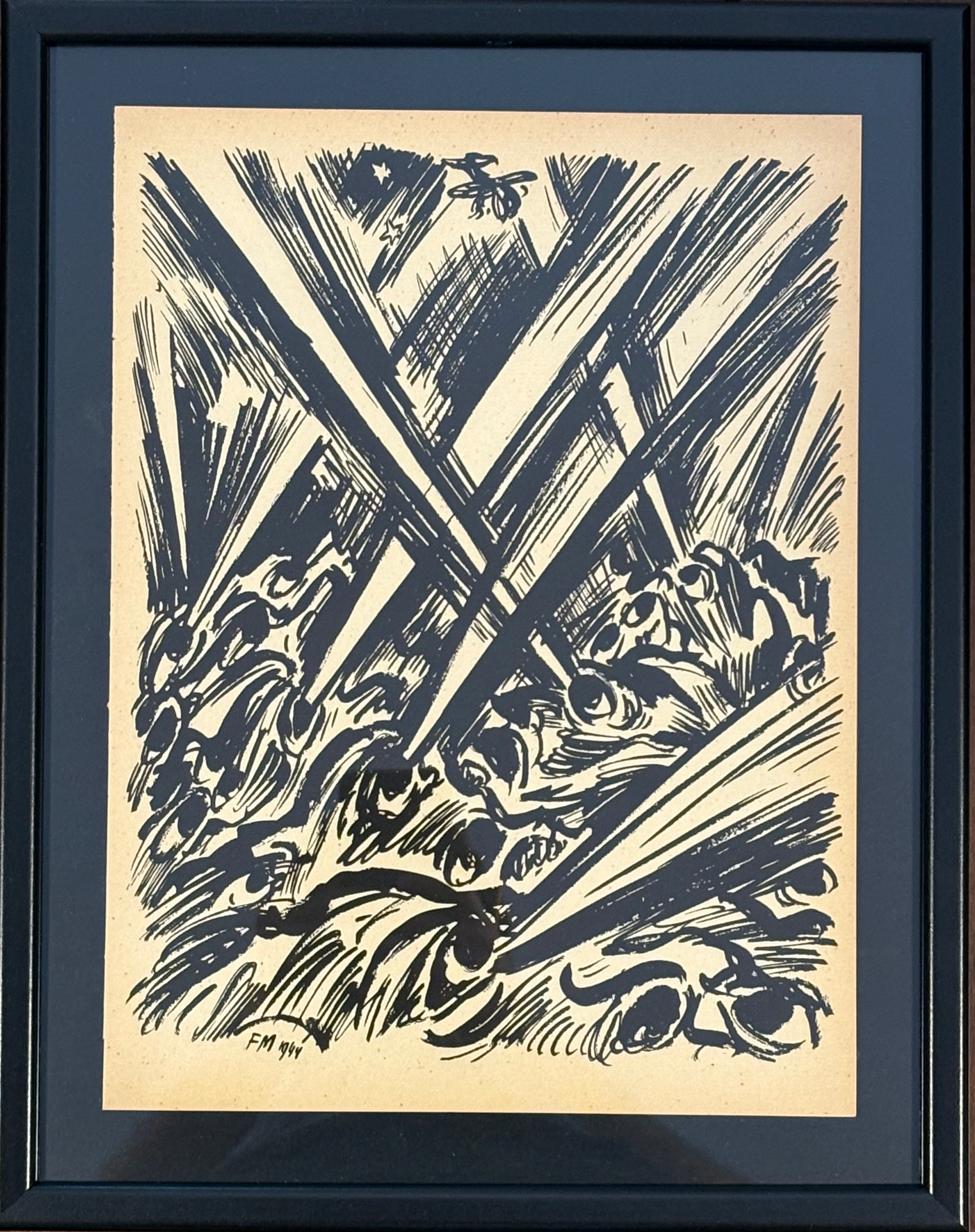חיתוך עץ של פרנץ מזרל: מתוך La Colere, 1946 / #5