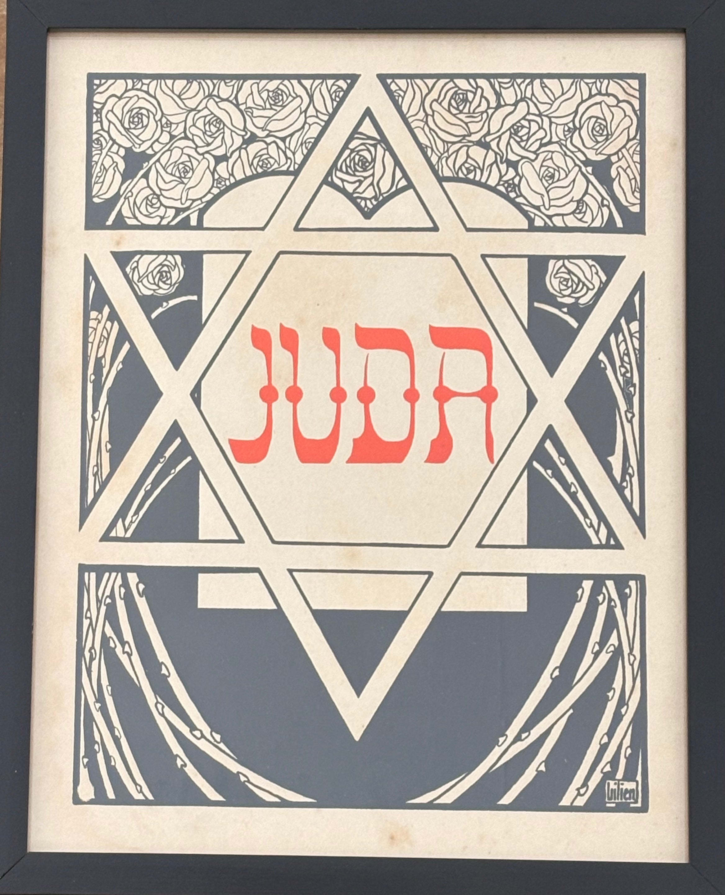 JUDA: איור ממוסגר של אפריים משה ליליין מתוך הספר JUDA, 1900