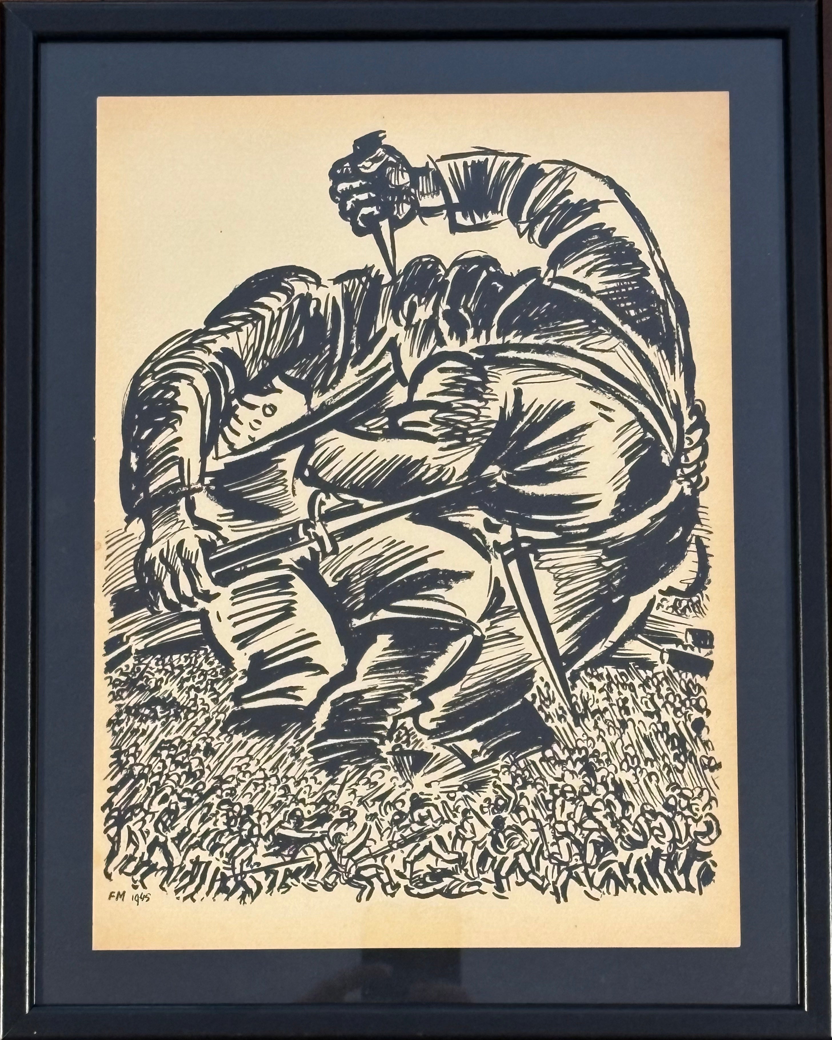חיתוך עץ של פרנץ מזרל: מתוך La Colere, 1946 / #8