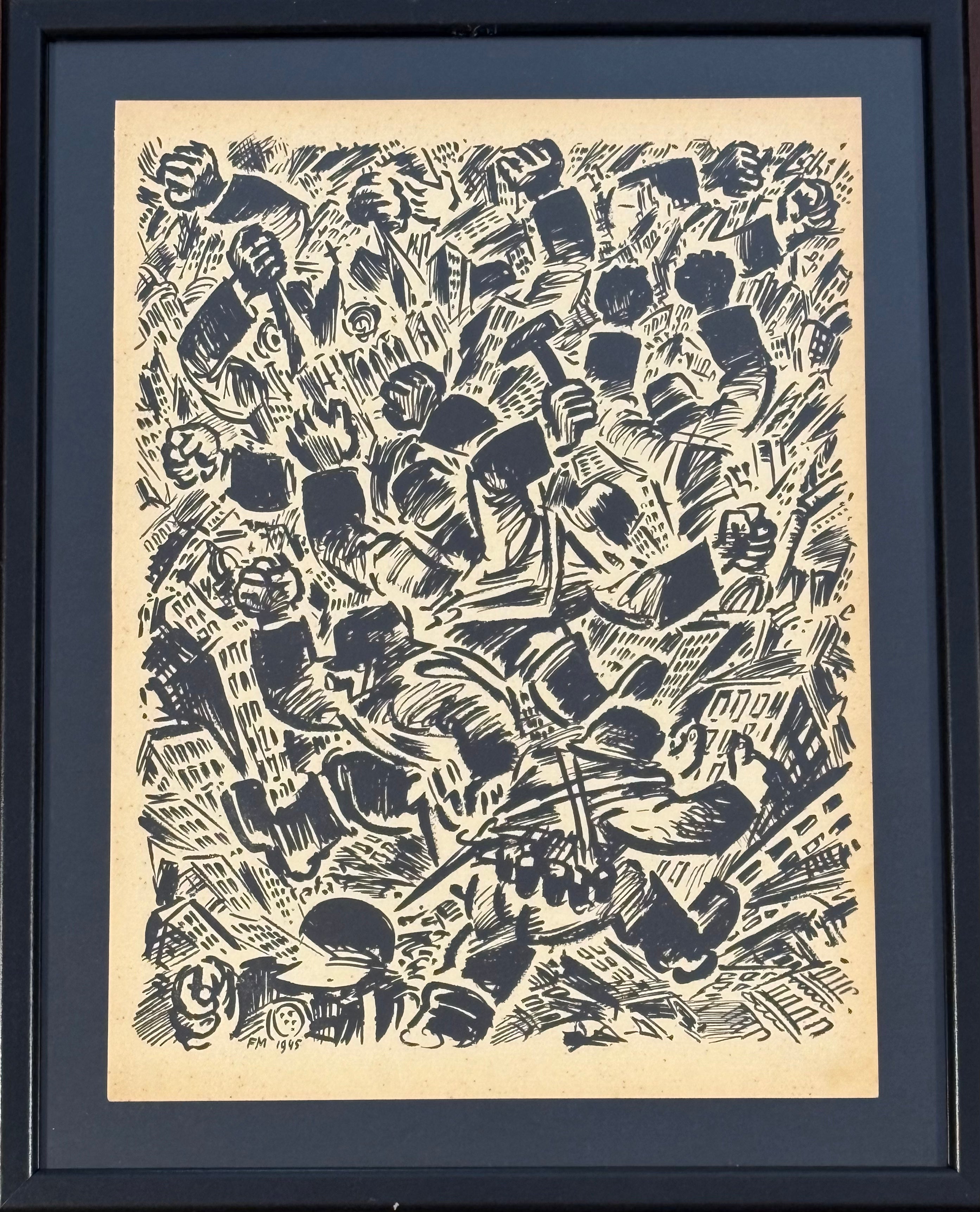 חיתוך עץ של פרנץ מזרל: מתוך La Colere, 1946 / #10
