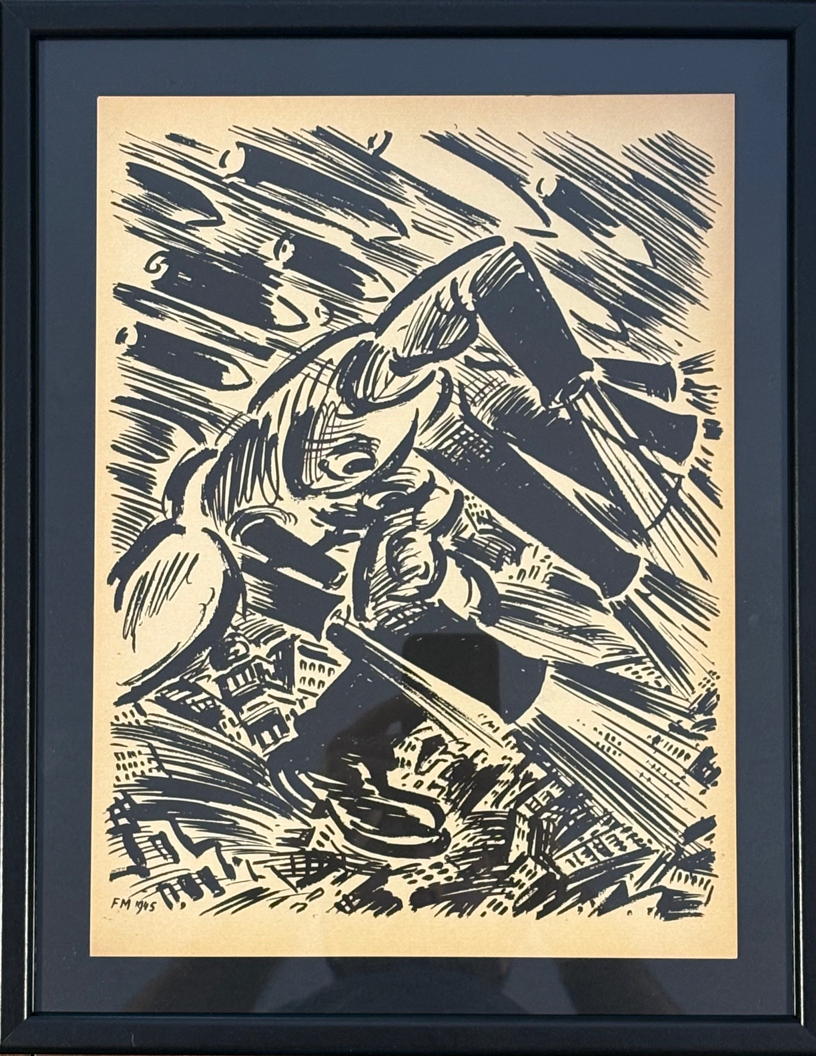 חיתוך עץ של פרנץ מזרל: מתוך La Colere, 1946 / #6