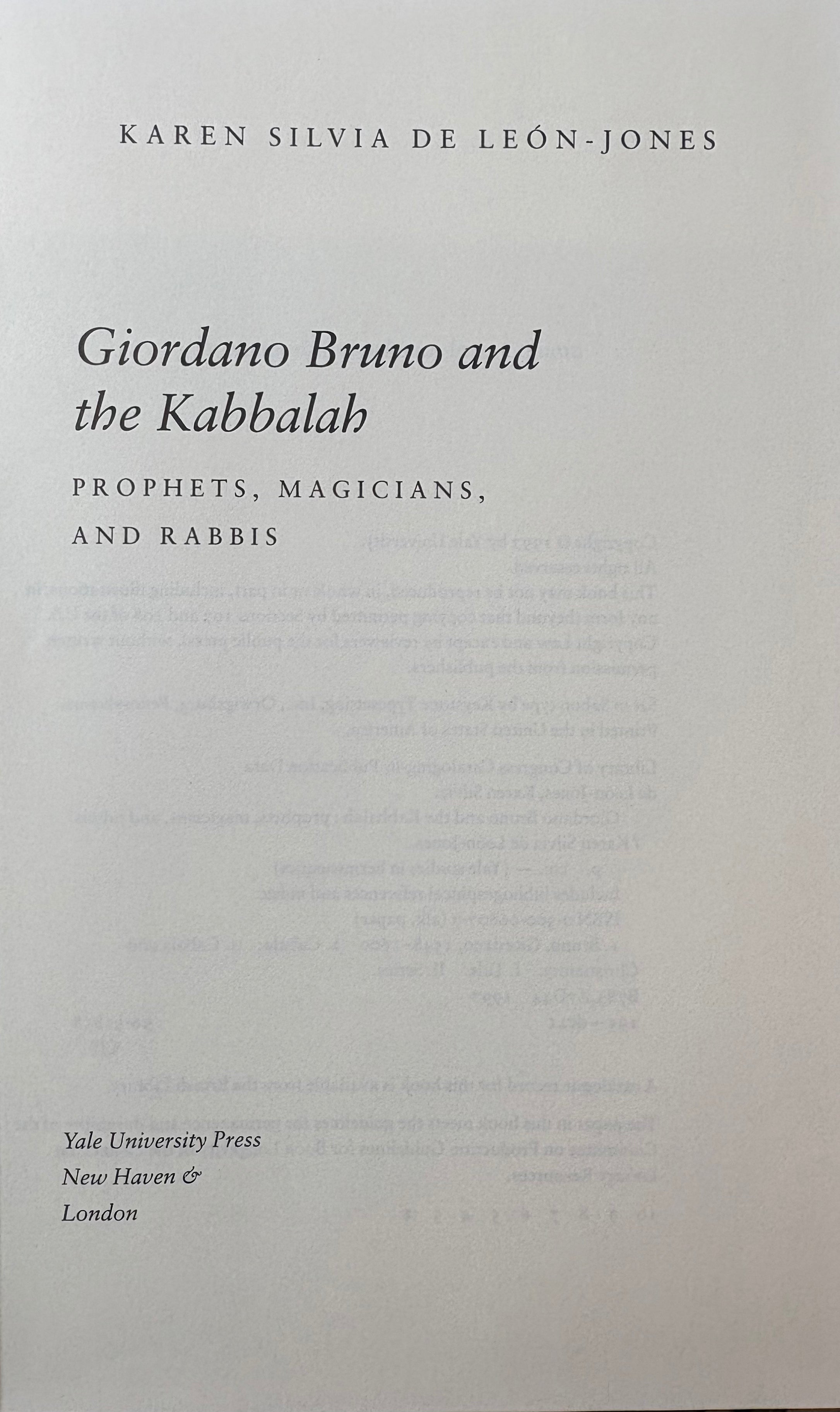 Giordano Bruno and the Kabbalah / Prophets, Magicians and Rabbis