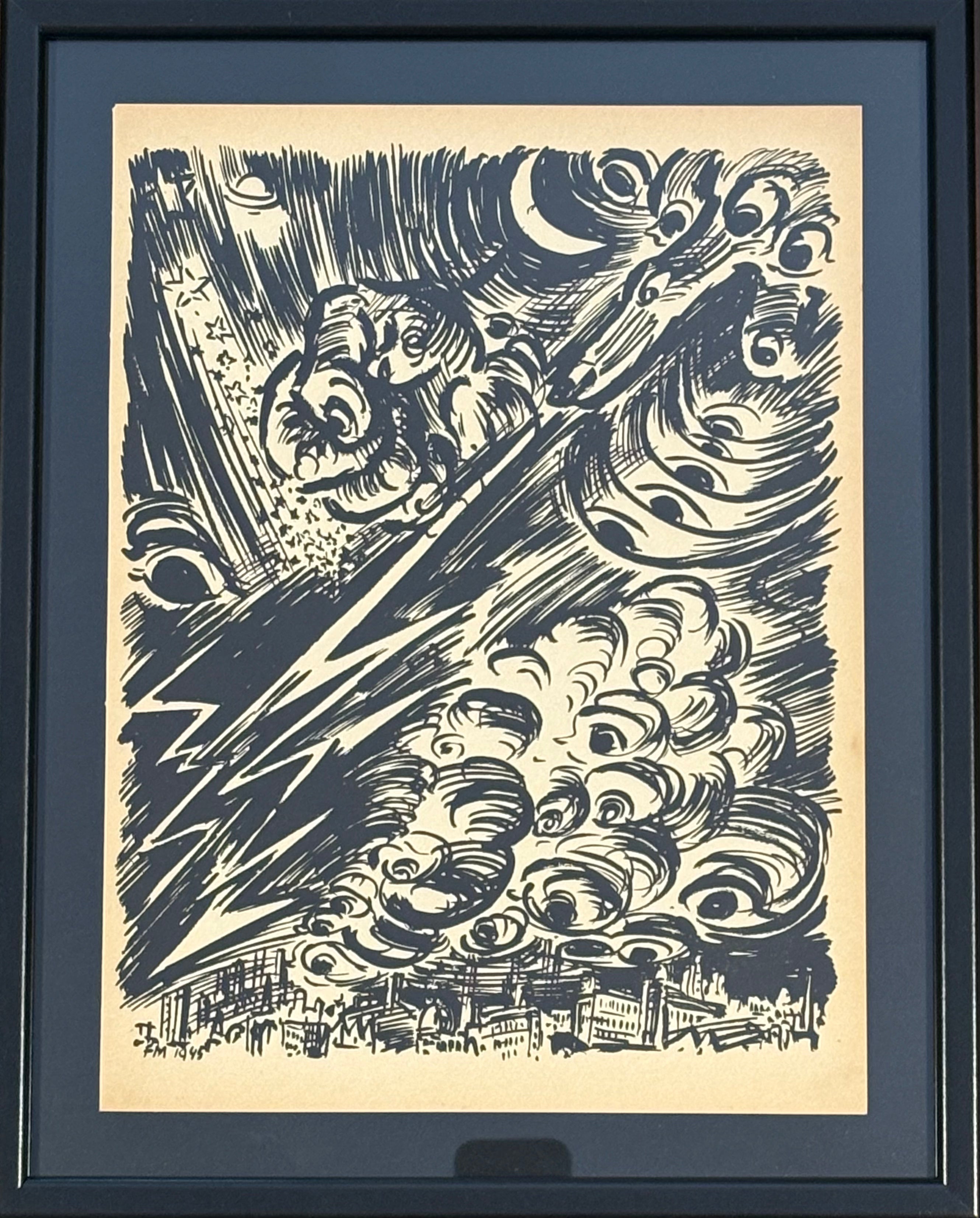 חיתוך עץ של פרנץ מזרל: מתוך La Colere, 1946 / #9