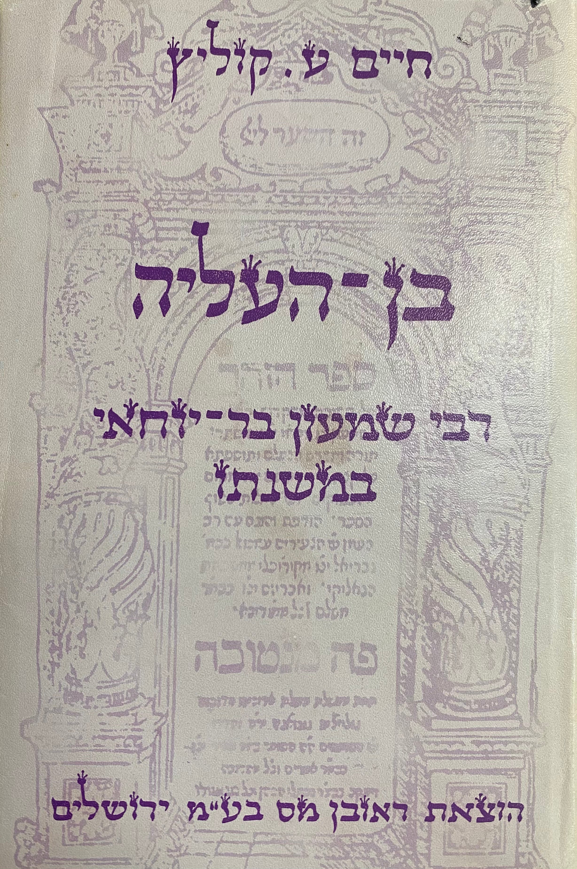 בן העליה/ רבי שמעון בר יוחאי במשנתו