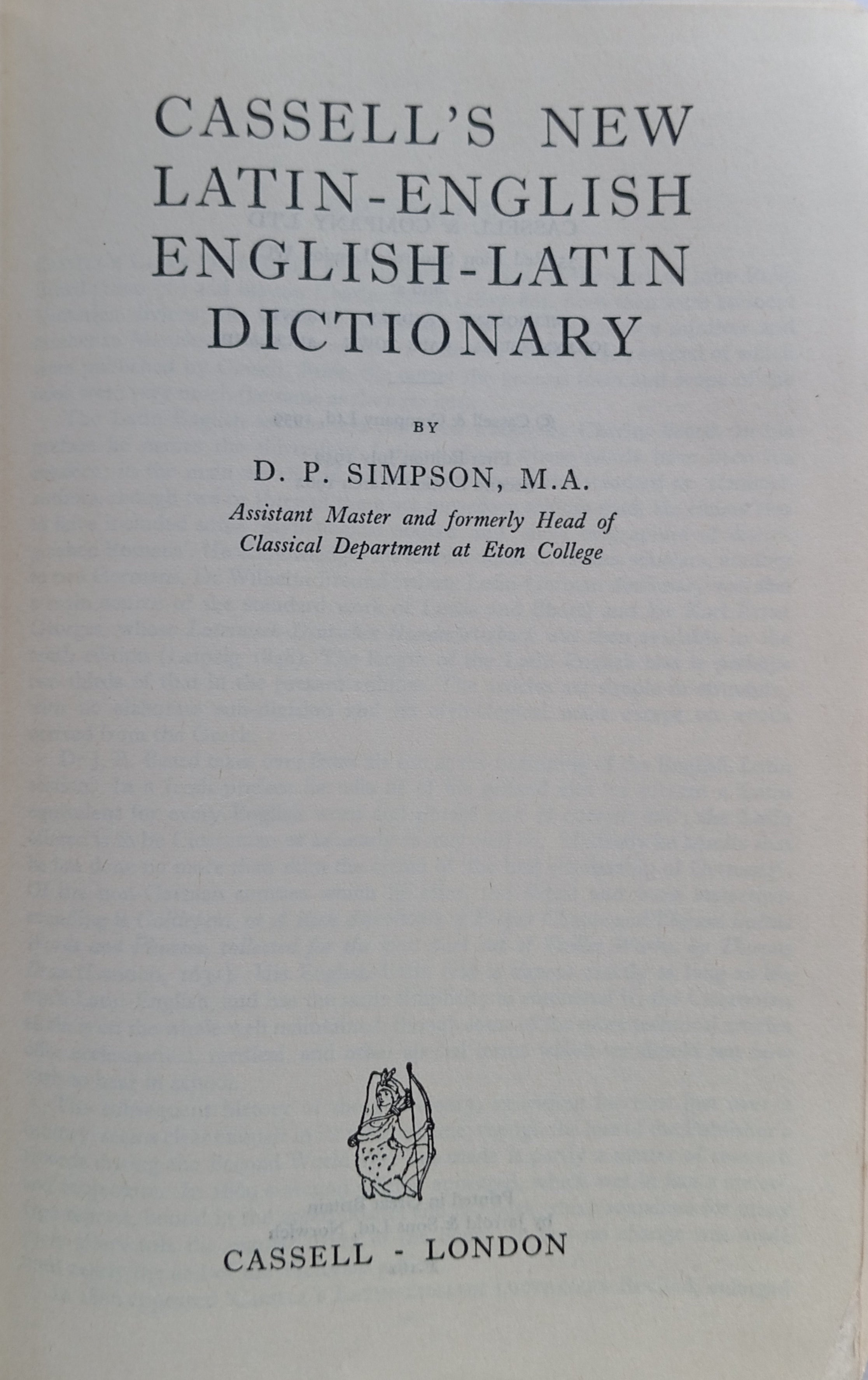 Cassell's New Latin-English English-Latin Dictionary