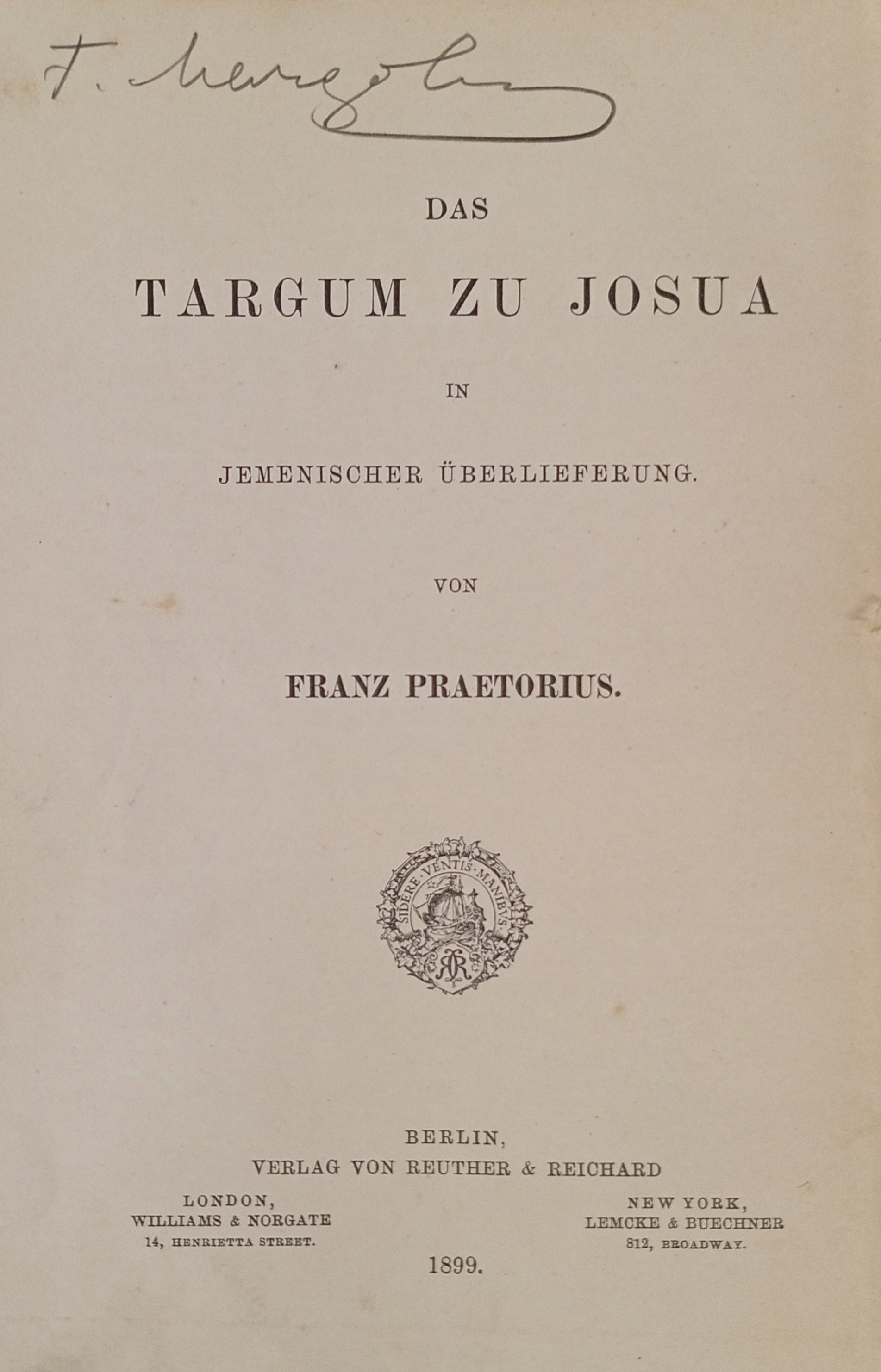 Das Targum zu Josua in jemenischer Überlieferung