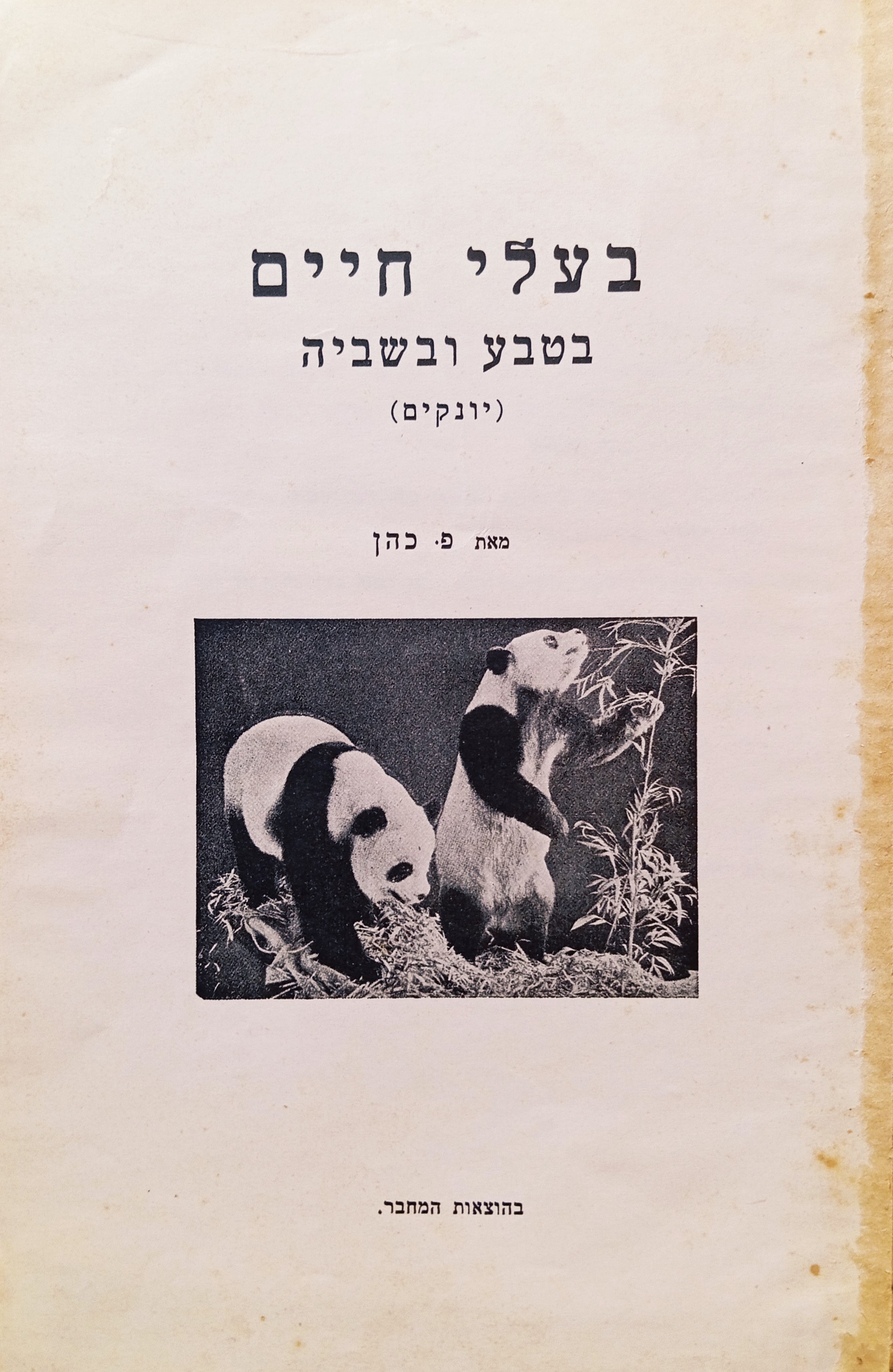בעלי חיים בטבע ובשביה: יונקים