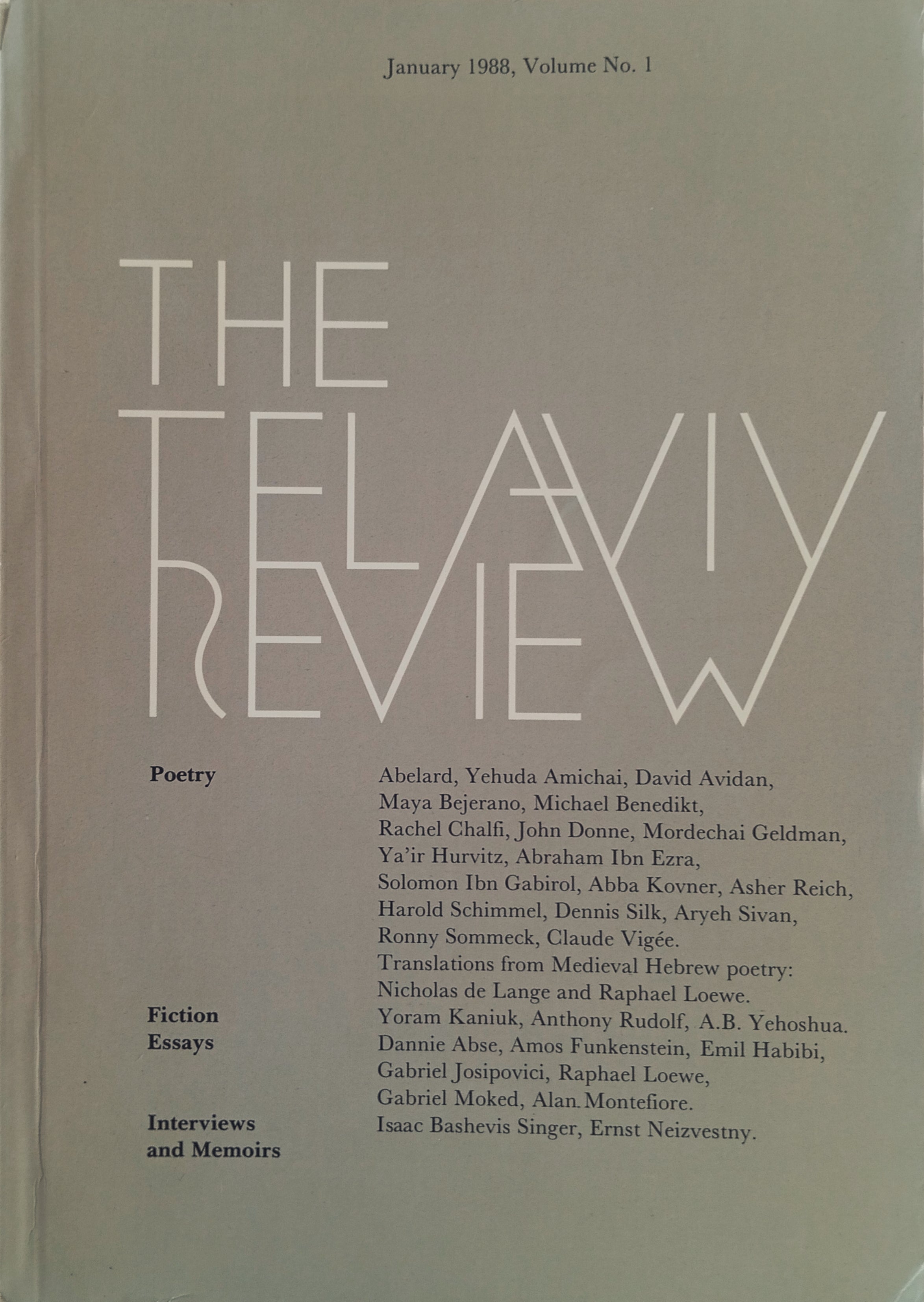 The Tel Aviv Review: Volume No. 1