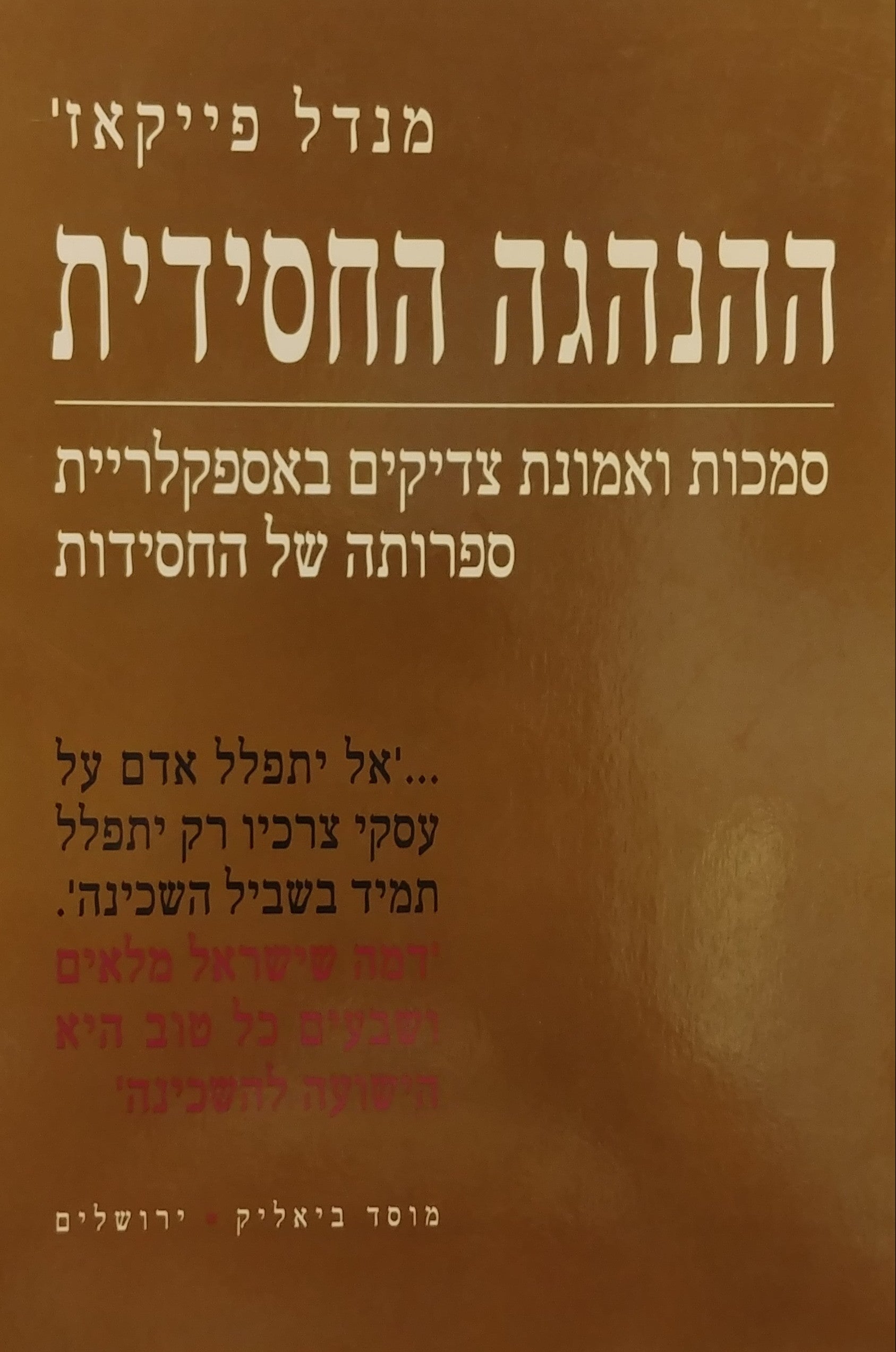 ההנהגה החסידית / סמכות ואמונת צדיקים באספקלריית ספרותה של החסידות