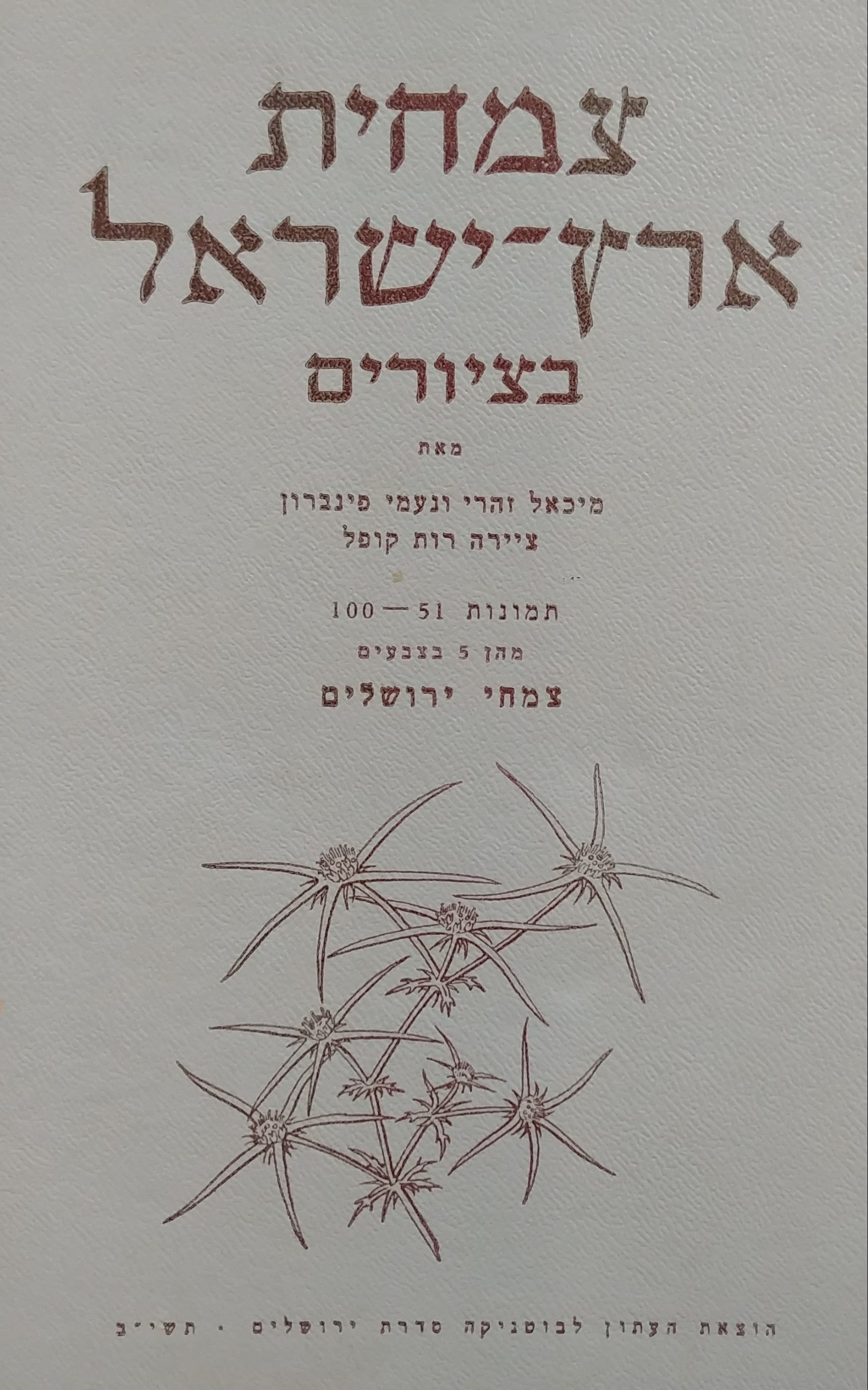 צמחית ארץ ישראל בציורים/ תמונות 100-51 מהן 5 בצבעים צמחי ירושלים