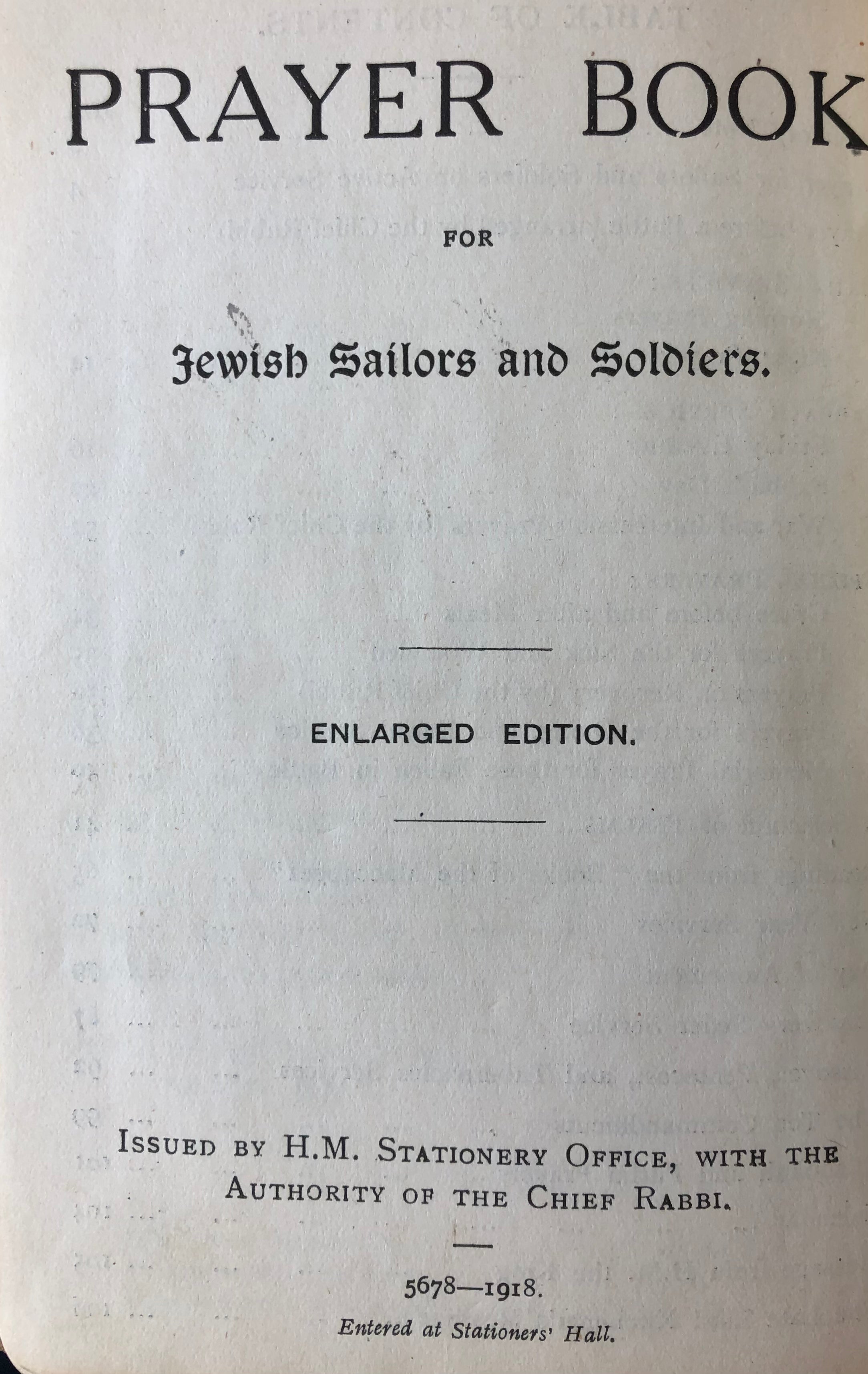 Prayer Book / for Jewish Members of Her Majesty Forces